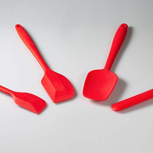 4-Piece Silicone Spatula Set with Stainless Steel Core, Red