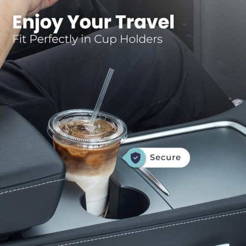 Fit Meal Prep 200 Pack 20 oz Plastic Iced Coffee Cups with Flat Lids and Clear Straws, Disposable Clear Cup, BPA Free Cup for Party, Smoothie, Cold Drinks, Juice, Milkshake, Bubble Boba, Tea
