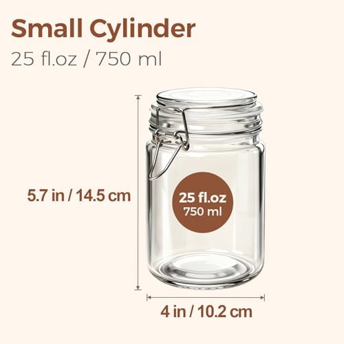 ComSaf 25 oz Glass Jars with Airtight Lids 6 Pack Pantry Coffee Canisters