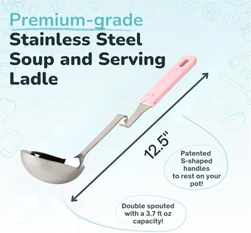 Souper Cubes Soup Ladle Stainless Steel with Silicone Grip, Cotton Candy
