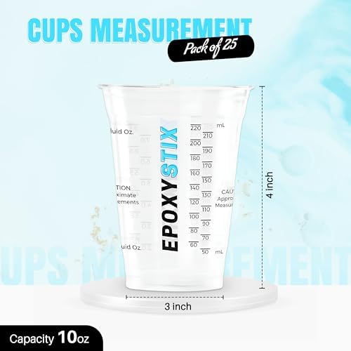[Pack of 25] 10oz Disposable Graduated Measuring Cups for Mixing - Measurements in mL and Oz - Multipurpose Reusable Cups for Paint, Epoxy Resin, Stain, Liquid Mixing Cups