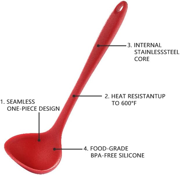 Silicone Soup Ladle Set for Cooking, Serving Sauces, Soups and Gravies
