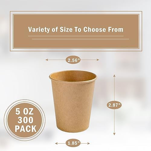 Lamosi 5 oz Paper Cups Disposable - 300 Count, Kraft Paper Cups