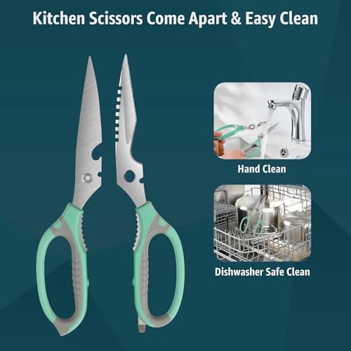 BoFuYuan Detachable Heavy Duty Kitchen Scissors for Food 9-Inch Green