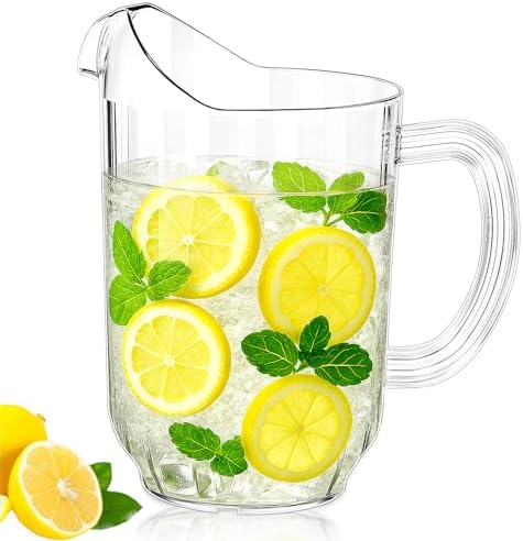 Tessco 1 Pcs Plastic Pitchers 60 Oz Clear Water Beer Jug Large,Classic