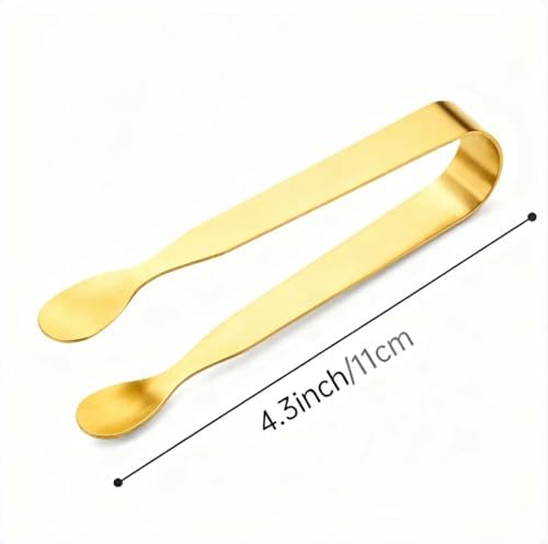 6PCS Golden Ice Tongs Mini Sugar Tongs, Stainless Steel Tiny Kitchen Tongs