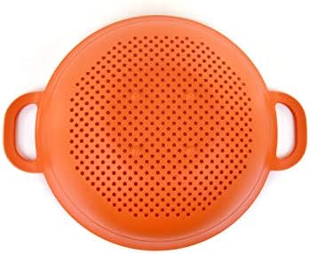 Mintra Home Plastic Strainer Colanders Set: 3, 3.5 and 5 Quart (Orange) Double Strong Handles and Deep Bowl, Safe BPA-Free - Use for Pasta, Noodles, Spaghetti, Vegetables (Assorted Sizes 3pk)