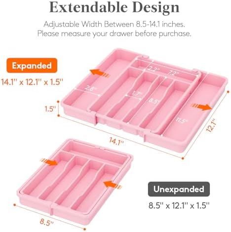 Lifewit Expandable Silverware Drawer Organizer, Kitchen Utensil Tray