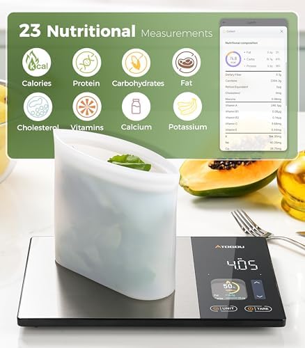 Atogou Smart Food Kitchen Scale with Nutrition Calculator, Color Display