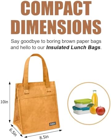 Fmeida Insulated Lunch Bag Women Men, 6.75L Small Lunch Bags with Multiple Pockets, Reusable Thermal Cooler Tote for Work, Office, Picnic, Travel | Hook and Loop Closure, Paper