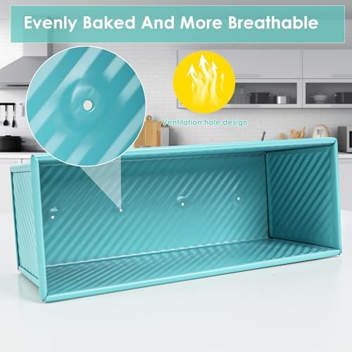 Blue Pullman Loaf Pan with Lid, 2.2LB Bread Loaf Pan, PFTE &PFOA Free Non-Stick Surface Ensure Safe and Healthy Baking, Unique and Reliable Bread Pan Add A Touch of Elegance to Your Kitchen