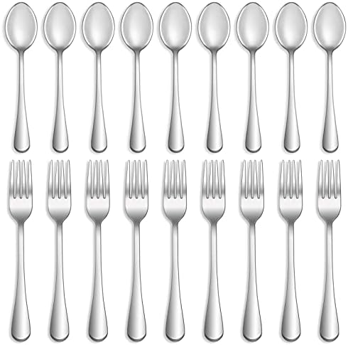 8 Pcs Forks and Spoons Silverware Set,Food Grade Stainless Steel Flatware Cutlery Set for Home,Kitchen and Restaurant,Mirror Polished,Dishwasher Safe - 4 Dinner Fork(8 inch) and 4 Teaspoon(6.5 inch)