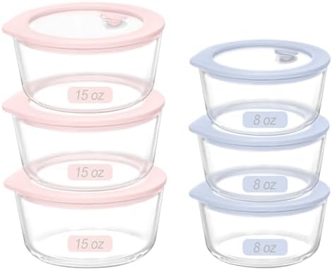 Glass Food Storage Containers with Lids, Plastic Free Semi-Tempered Glass Lids with Silicone Air Vent, Airtight & Leak-Proof Meal Prep Container Set, Oven, Microwave, Freezer & Dishwasher Safe