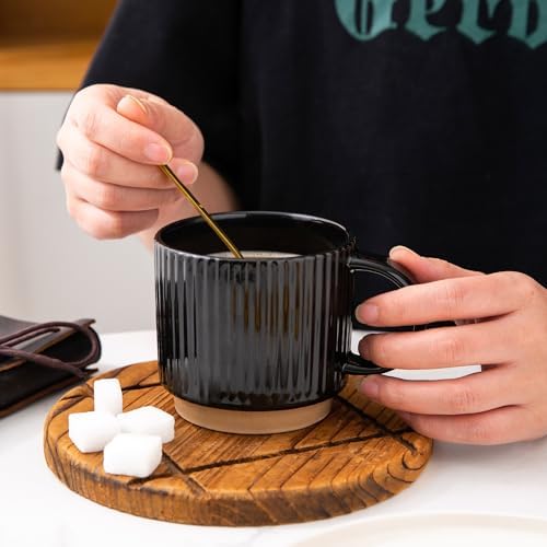 GBhome 15 OZ Stackable Coffee Mugs Set of 4, Ceramic Coffee Cups Set