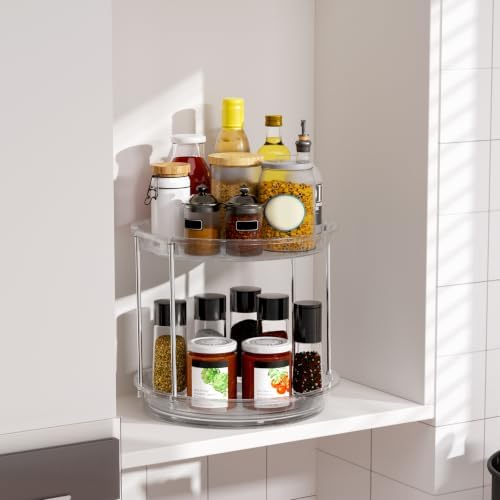 2 Tier Non-Skid Lazy Susan Turntable Organizer, 9" Rotating Spice Rack
