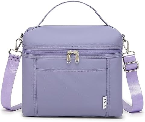 NOL 8L Insulated Lunch Bags for Women Cooler Bag Lightweight Nylon Waterproof Lunch Box For Work (Light purple, Medium(normal))