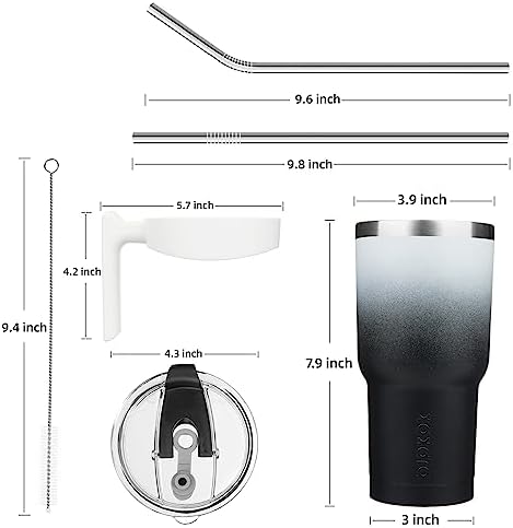 BJPKPK 30 oz Tumbler with Handle & Straw, Insulated Stainless Steel Mug