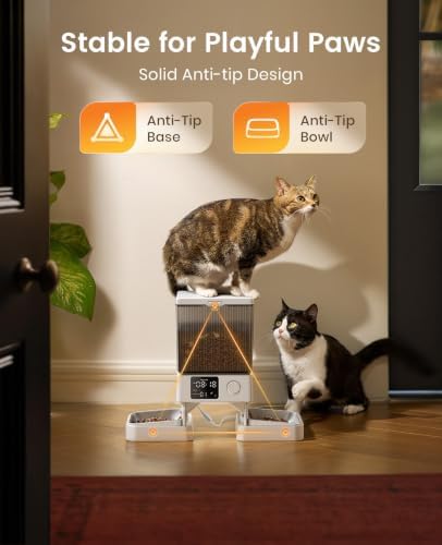 oneisall Automatic Cat Feeder for 2 Cats Pets, Timed Cat Food Dispenser