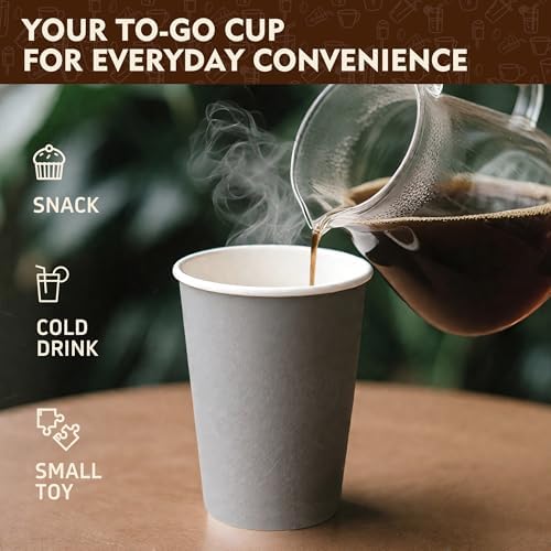 YEEHAW 16 oz Coffee Cups with Lids, Grey, 100 Pack