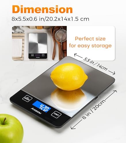 Atogou Food Scale Rechargeable - 33lb Digital Kitchen Scale Ounces Grams