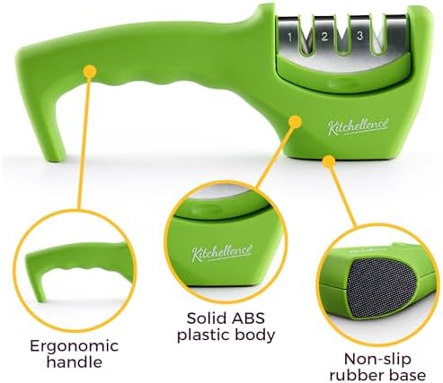 4-in-1 Kitchen Knife Accessories: 3-Stage Knife Sharpener Helps Repair, Restore and Polish Blades and Cut-Resistant Glove