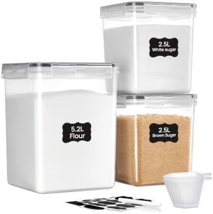 Vtopmart 3 PCS Flour and Sugar Storage Container Sets for Beginner Bakers