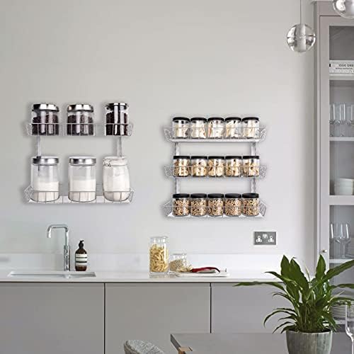SWOMMOLY Wall Mount Spice Rack Organizer, 6-Tier Adjustable Dual-Use Shelf