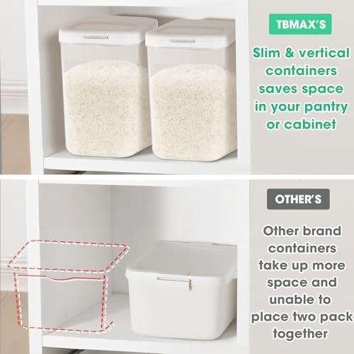 TBMax Rice Flour Storage Container with Automatic Flip-up Lid 25 Lbs | 12.68 Qt, Tall and Narrow Food Storage Flour Bin for Kitchen Pantry Organization, Pet Dog Cat Food Storage Container