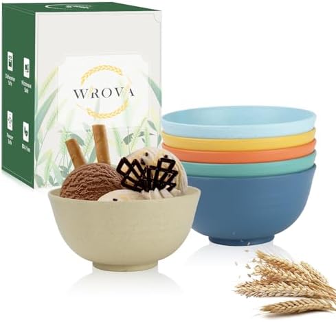 Unbreakable Wheat Straw Bowls for Kids, 10 oz Snack Bowls Set of 6, Small Handy Bowls Set for Snack, Dessert and Appetizer,Multi Color