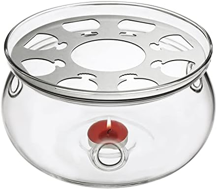 CnGlass Universal Glass Teapot Warmer,Handcrafted with Heat Proof & Lead-Free Glass Tealight Warmer 5.3 in/13.5cm diameter (Candle not Included)