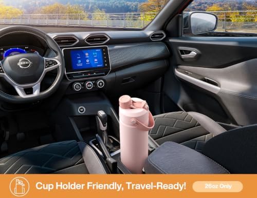 POWCAN 26 oz Insulated Water Bottle with 2-in-1 Straw and Spout Lid, Keep Cold 24H, Leak-Proof, Fits in Car Cup Holder, Stainless Steel Water Bottle for Sports, Travel, and School (Orange)