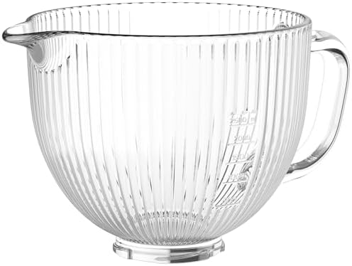 HOZODO Glass Mixer Bowl for KitchenAid 4.5 & 5-Qt Tilt-Head Stand Mixers