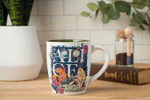 Silver Buffalo Disney Alice in Wonderland Featuring Alice and the Cheshire Cat Ceramic Mug, 25 Ounces