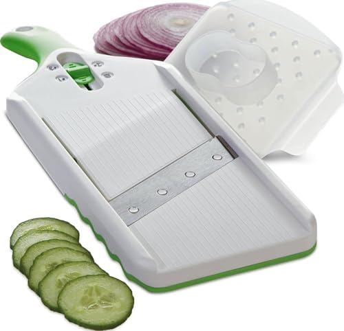 PrepSolutions Adjust-A-Slice Mandoline Slicer, Green – Adjustable Thickness, Perfect for Vegetables, Fruits, and More