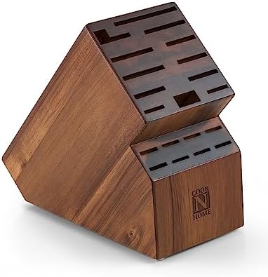 Cook N Home Acacia Wood 20-Slot Universal Knife Block without Knives