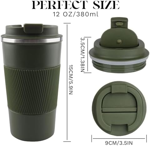 Insulated Travel Coffee Mug, Stainless Steel Coffee Cup with Leakproof Lid