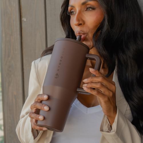 HydroJug Traveler 40oz, Insulated Tumbler with Handle & Straw, Chestnut