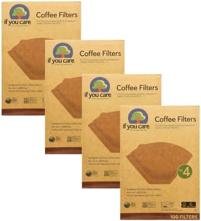 If You Care Coffee Filters No. 4, 100 Count – Unbleached, Chlorine-Free Paper Filters, FSC Certified, Compostable [Pack of 4]