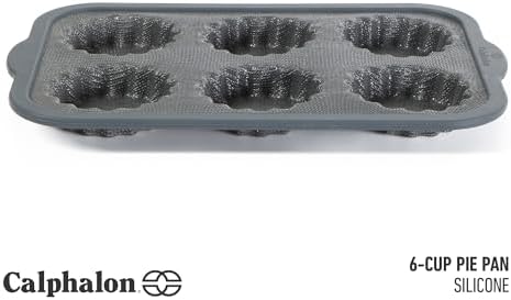 Calphalon Omni 6-Cup Mini Pie Pan with GlassFlex Technology, Flexible Silicone & Micro-Woven Glass Core for Ultra Airflow & Even Baking, Grey