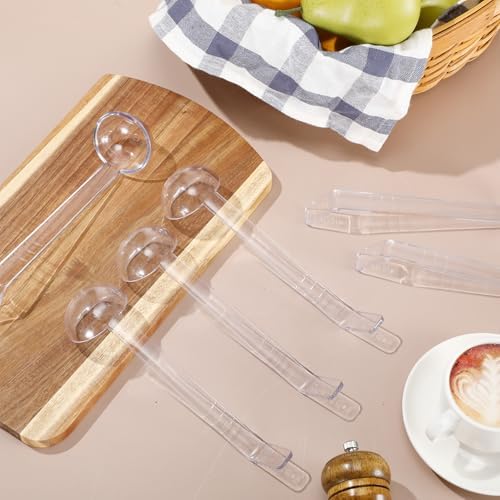 Tioncy 6 Pcs 1 Oz Small Ladle for Serving Sauce 7.09 Inches Plastic Mini Ladles Long Handle Spoon for Serving Sauce, Soup, Dressing, Punch Bowl, Toppings, Gravy, Cocktail, Fruit Juices(Clear)
