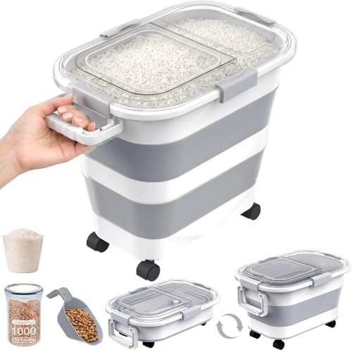 30 Lbs Rice Container, Collapsible Dog Food Storage Container