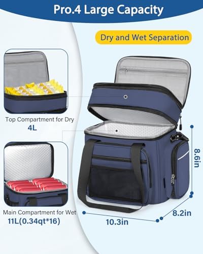 Expandable Lunch Box Men Insulated Double Deck Leakproof Cooler Bag