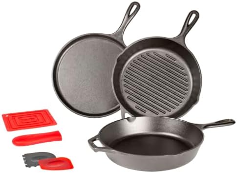 Lodge Cast Iron 7-Piece Set, PFAS-Free Pre-Seasoned Kitchen Essentials
