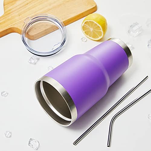 MEWAY 30oz Tumbler Double Wall Vacuum Insulated Travel Mug, Stainless Steel Tumbler with Lid, Durable Powder Coated Insulated Coffee Cup for Cold & Hot Drinks (Purple,1 PACK)
