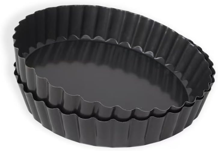 2 Pack Tart Pan 9 Inch Tart Pan with Removable Bottom, 1.1 Inch Deep Baking Pan