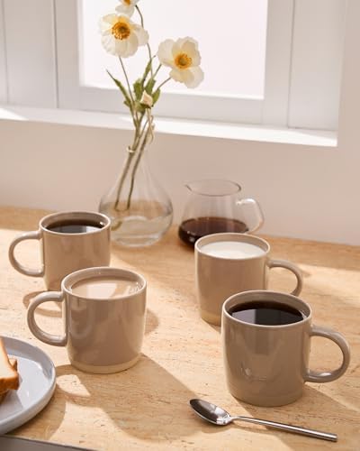 famiware Milkyway Coffee Mugs of 4, 13 oz Mug Set, Ceramic Cup with Handle