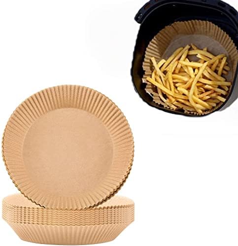 Air Fryer Liners Disposable, 100 PCS Non-stick Parchment Paper Liners Round, Grease Proof Bakery Baking Paper for Airfryer Basket Roasting, Oil-proof, Food Grade, Air Fryer Accessories