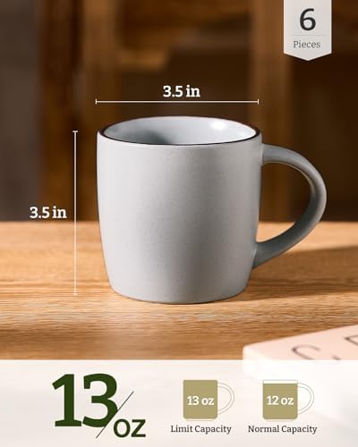 famiware Mercury Coffee Mugs 13 oz, Coffee Mugs Set of 6 with Handle