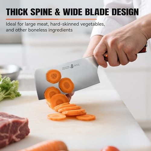 TUO Meat Cleaver Knife, 6 inch Sharp Multi-Purpose Chopper for Meat Vegetable Cutting, German High Carbon Steel Butcher Knife with Pakkawood Handle