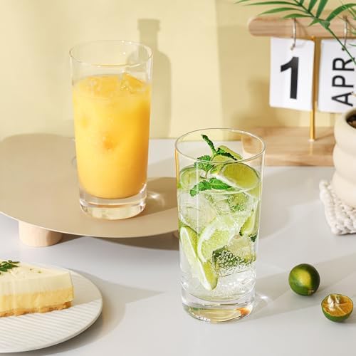 Highball Glasses Set of 6, 13oz Tall Drinking Glasses, Water Glass Cups Set